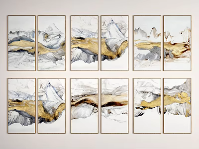 New Chinese abstract painting mountain abstract decorative painting 3d model