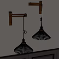 Wooden Frame Wall Lamps With White Pleated Shades For Interior Decoration