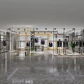 Modern Clothing Store Interior Design With Clothing Racks And Hanging Clothes
