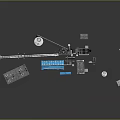 Industrial Equipment Setup With Black Blue Mechanical Parts Pipes Containers And Control Panels