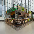 Modern Milk Tea Shop Interior With Open Counter Display Cases And Wooden Seats