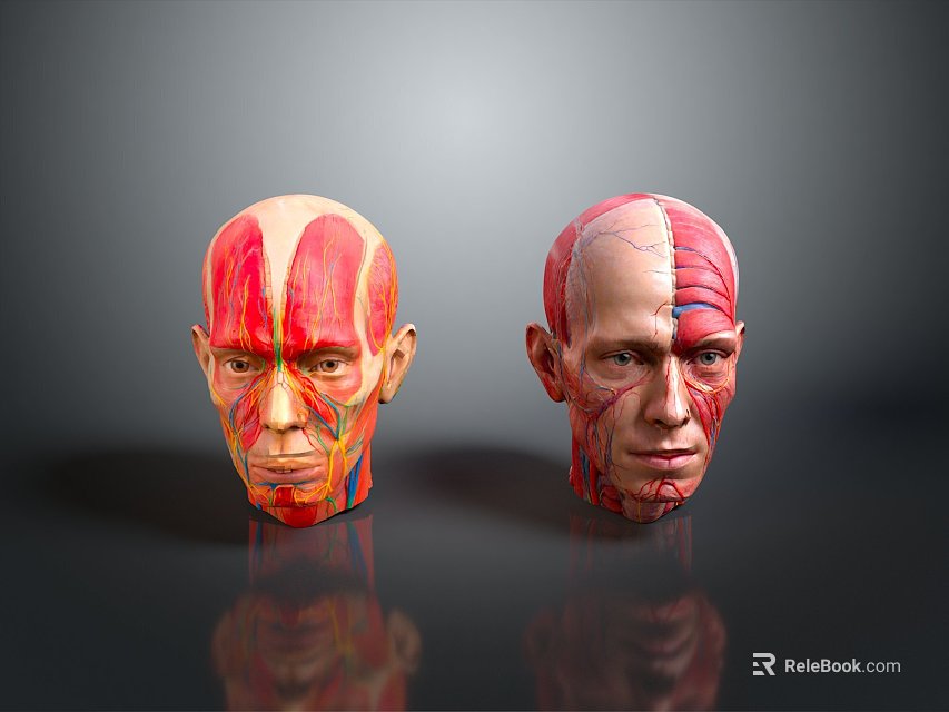 Medical Anatomical Head Models For Teaching Muscle Structure And Human Anatomy 3d model 