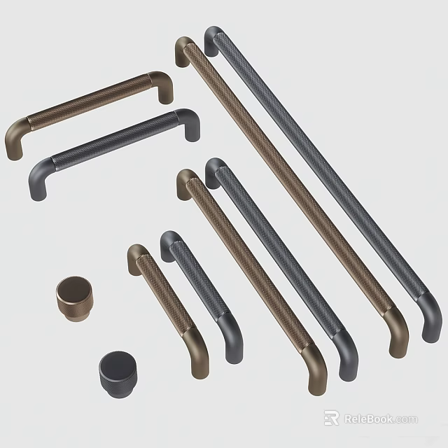 Various Metal Cabinet Handles With Different Lengths And Modern Designs 3d model 