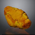 Golden Orange And Red Croissant With Shiny Crust On Dark Background