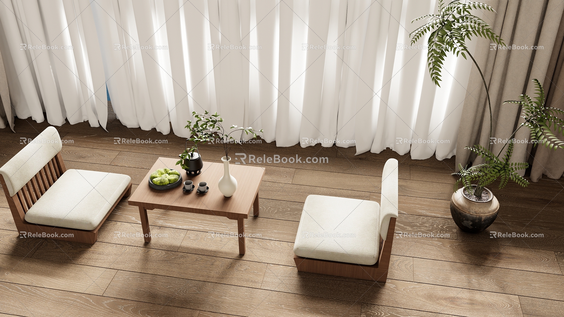 Japanese Tatami Tea Table Cushion 3d model