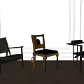 Stylish Single Chair Design With Black Leather Seat And Wooden Frame In Modern Interior