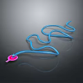 Blue Rope Shaped Snake With Pink Circular Head On Gray Gradient Background 3d model