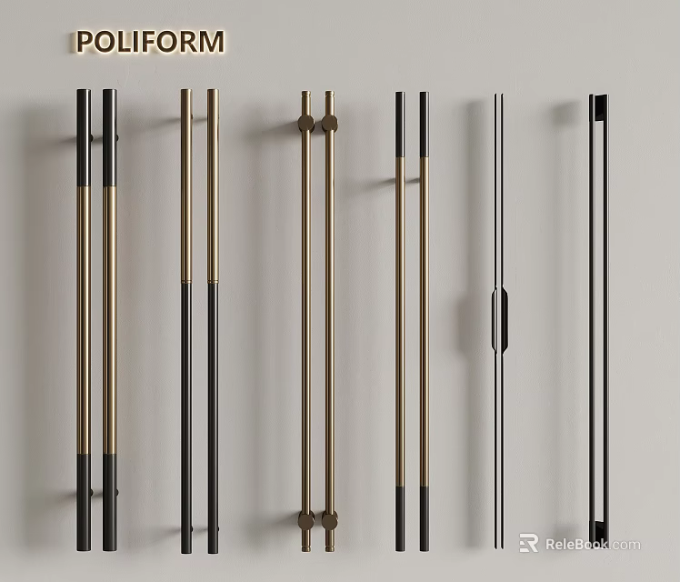 Poliform Modern Cabinet Handles With Different Metallic Finishes And Styles 3d model 