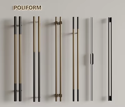 Poliform Modern Cabinet Handles With Different Metallic Finishes And Styles 3d model