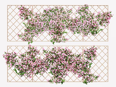 Lush Vines With Pink Flowers Growing On Decorative Garden Lattice For Outdoor Decoration 3d model