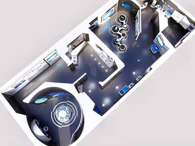Futuristic Tech Interior Design With Circular Control Panels And Digital Screens 3d model