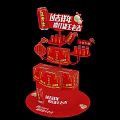 Commercial Display Stand For Jixiang Pastry With Red Envelope And Festival Decorations