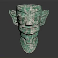Ancient Style Green Jade Carved Mask As Traditional Costume Decorative Accessory