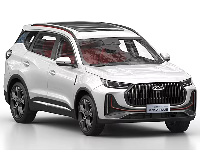 White Chery Tiggo 8 Pro SUV With Modern Design Red Interior And Front Grille 3d model