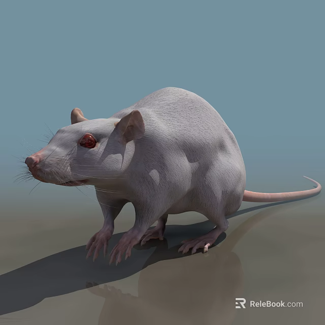 White Reptile with Red Eyes Standing on Gray Ground and Light Blue Background 3d model 