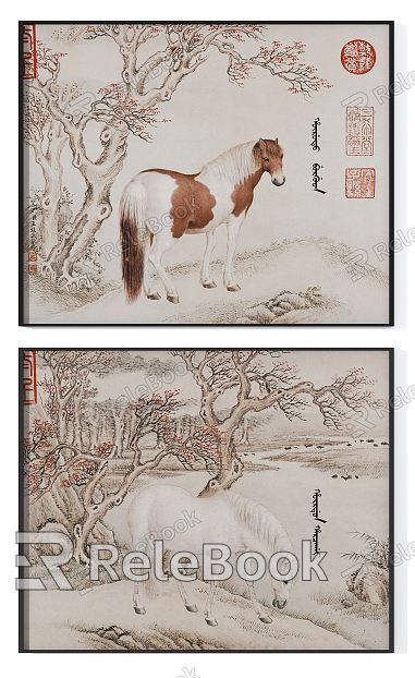 New Chinese Animal Painting Traditional Horse Double Painting model