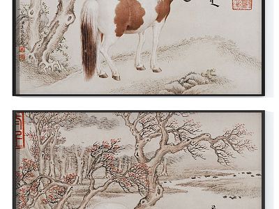 New Chinese Animal Painting Traditional Horse Double Painting model