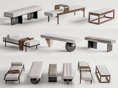 Modern Sofa Bench Designs With Various Styles And Materials For Home Decor 3d model