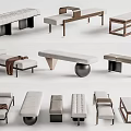 Modern Sofa Bench Designs With Various Styles And Materials For Home Decor 3d model