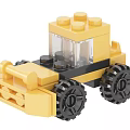 Yellow Building Blocks Bulldozer Toy with Transparent Cockpit and Black Wheels