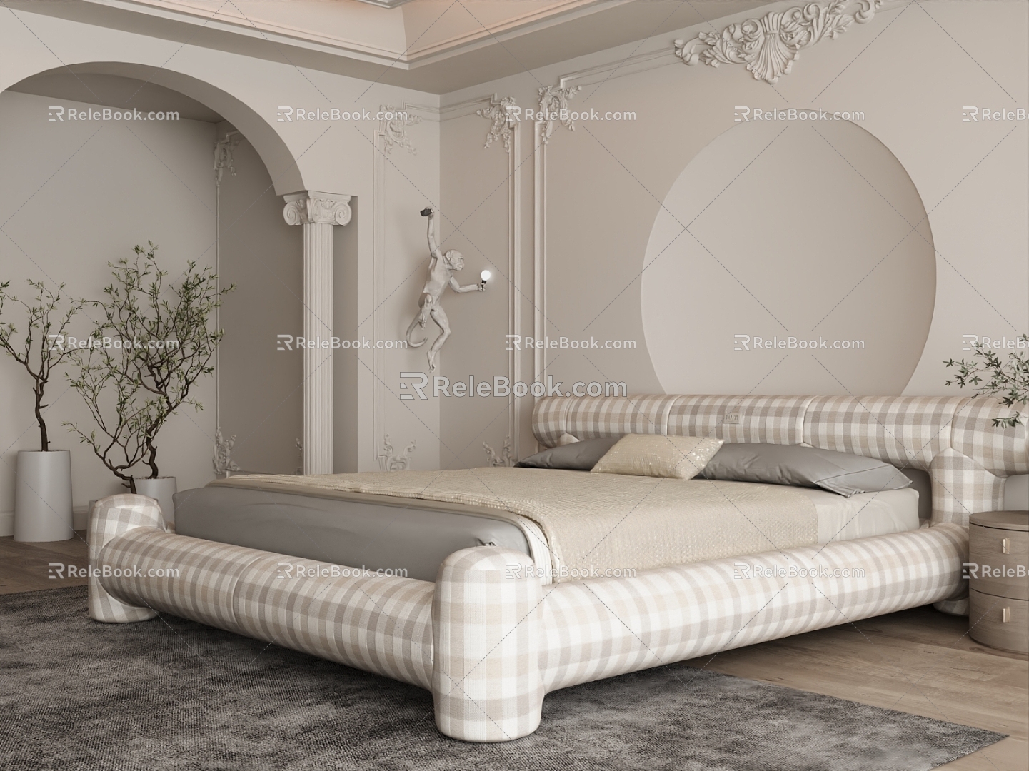 French Cream Home Bedroom Master Room 3d model