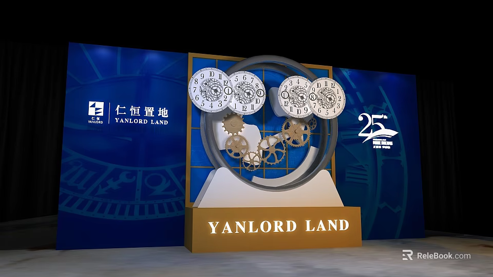 YANLORD LAND 25th Anniversary Display With Clock Gears And Decorative Elements 3d model