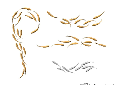 Modern Fish Shaped Wall Decor With Golden And Silver Ornamental Streamlined Design 3d model