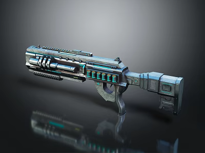 Futuristic Sci Fi Weapon With Metallic Design And Blue Glowing Accents 3d model
