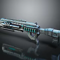Futuristic Sci Fi Weapon With Metallic Design And Blue Glowing Accents