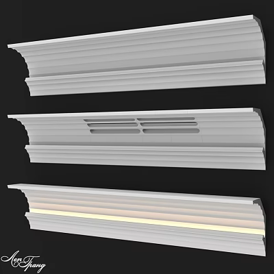 Decorative Architectural Components with Grooved Profiles and Illuminated Design 3d model