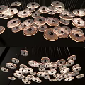Modern Circular Cluster Chandelier With Metal Frames And Stylish Lighting For Indoor Living Areas