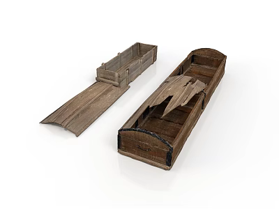 Traditional Wooden Water Transport Boats Featuring Rustic Design And Open Structure 3d model