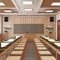 New Chinese Style Classroom Calligraphy Classroom 3d model