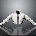 Modern White Jacket With Black Straps Zipper Closure And Chest Logo Design
