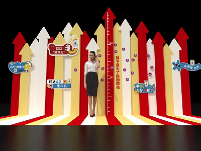 Vibrant Group Photo Check In Spot With Colorful Arrows And Cartoons 3d model