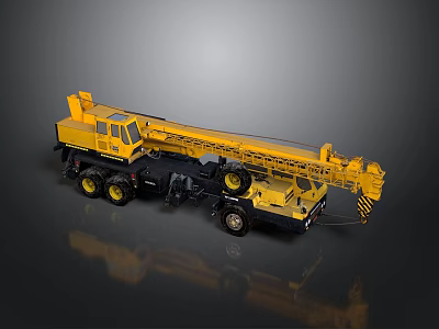 Yellow Heavy Duty Crane Truck With Extended Boom And Large Tires 3d model Yellow Heavy Duty Crane Truck With Extended Boom And Large Tires 3d model