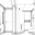 Modern Light Luxury Bathroom With Marble Tiles Dry Wet Separation And Smart Toilet Interior Design