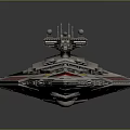 Imperial Star Destroyer Cosmic Spacecraft With Triangular Design And Red White Stripes 3d model