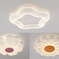 Creative Flower And Cloud Shaped Ceiling Lights With White Petals Pink Orange Centers 3d model