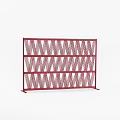 Red Decorative Room Divider With Wavy Pattern And Two Tier Design 3d model