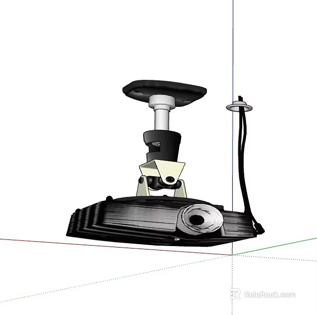 Projection Surveillance Camera Device With Ceiling Mount And Projection Lens 3d model 