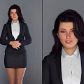 Professional Business Woman Wearing Black Blazer White Shirt And Short Skirt