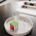 Modern Cup Minimalist Coffee Table Rubik's Cube Book Water Cup Decorative Ornaments Creative Ornaments Rubik's Cube Ornaments 3d model