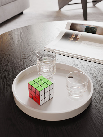 Modern Cup Minimalist Coffee Table Rubik's Cube Book Water Cup Decorative Ornaments Creative Ornaments Rubik's Cube Ornaments 3d model