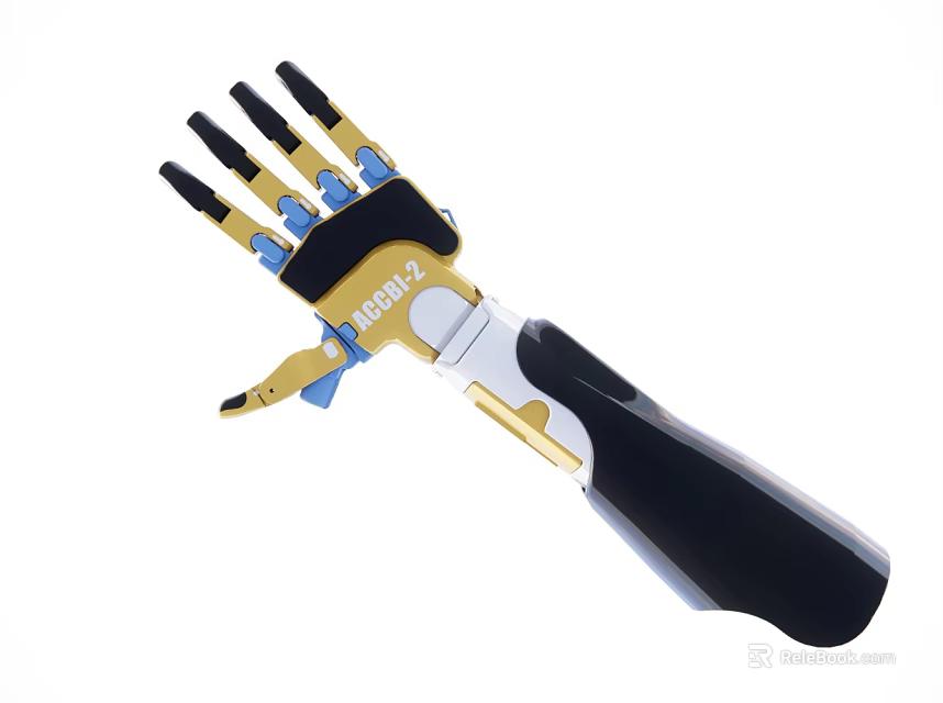 Advanced Industrial Robotic Arm Model HD2022 With Golden Black White And Blue Details 3d model 