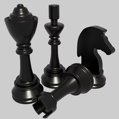 modern chess pieces 3d model
