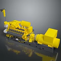 Yellow Industrial Mechanical Equipment Featuring Engine Block Pipes And Stable Mounting Base 3d model