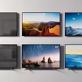 Several High Definition TVs Mounted On Wall Displaying Scenic Landscapes And 55 Inch Screen