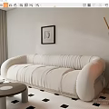 Modern double sofa multiplayer sofa 3d model