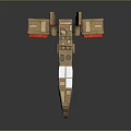 Brown 3D Model Airplane With Red Accents Windows And Wings Design